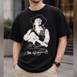 Vintage Stevie Ray Vaughan Anvil Black Graphic Concert Band T-Shirt Medium